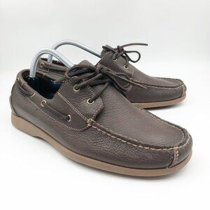 ROCKPORT Washable Brown Leather Boat Shoes Mens 9.5
